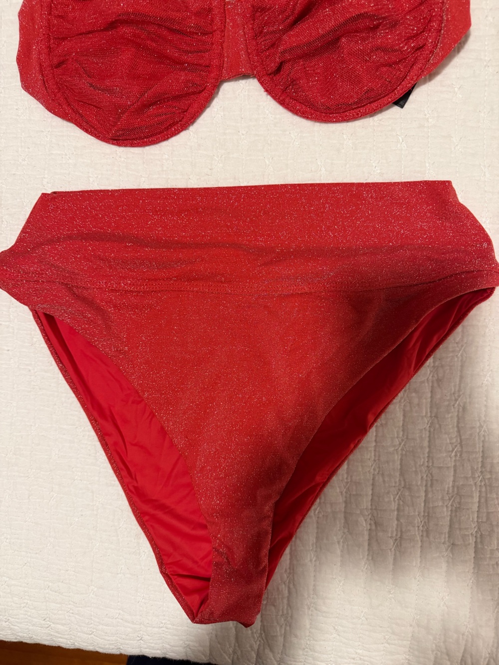 Beach Riot Red Shimmer Bikini Top and Bottom - Picture 3 of 5